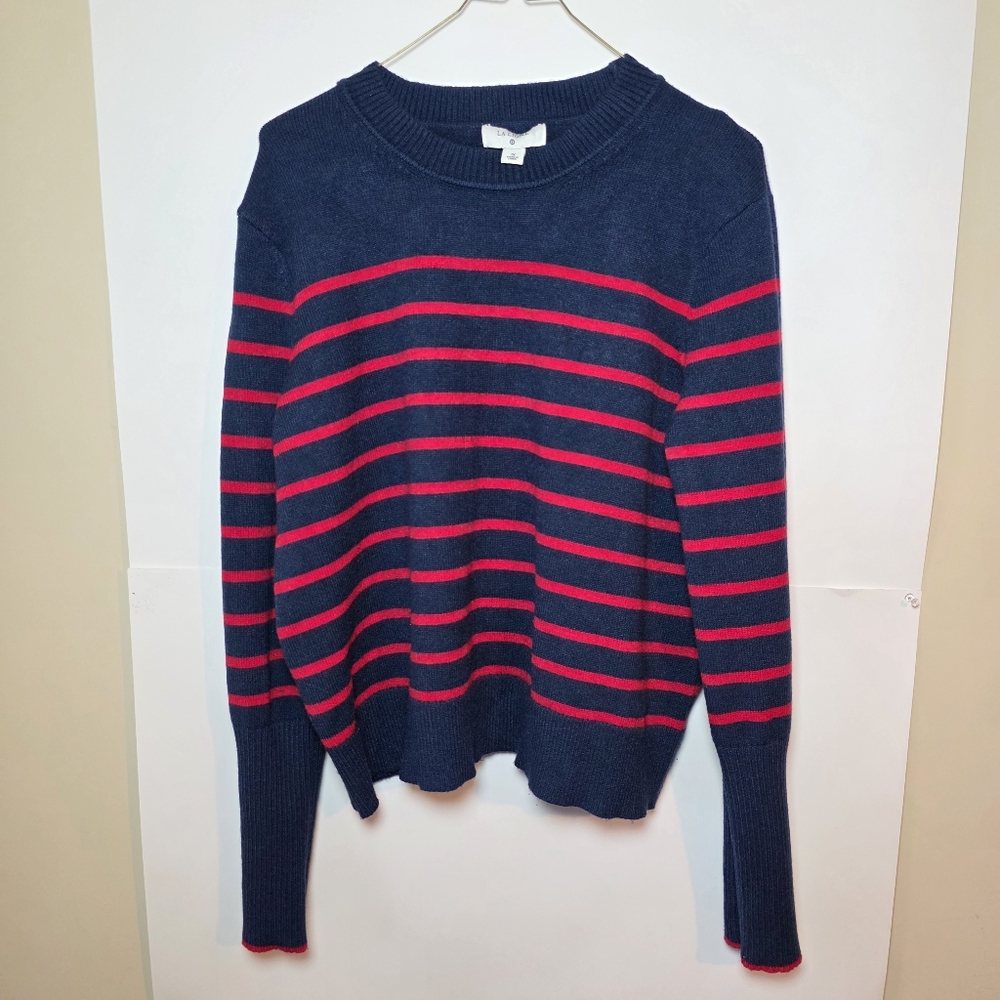 La Ligne Red Striped Womens Crewneck Sweater pullover Knit Womens 1X